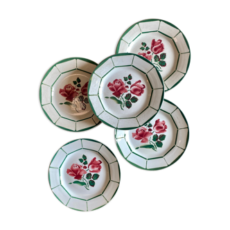 Set of 5 plates flat vintage model monique de digoin sarreguemines
