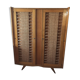 Armoire en bois et rotin années 60