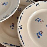Set of 10 Lunéville Flore Vintage Flat Plates, antique earthenware