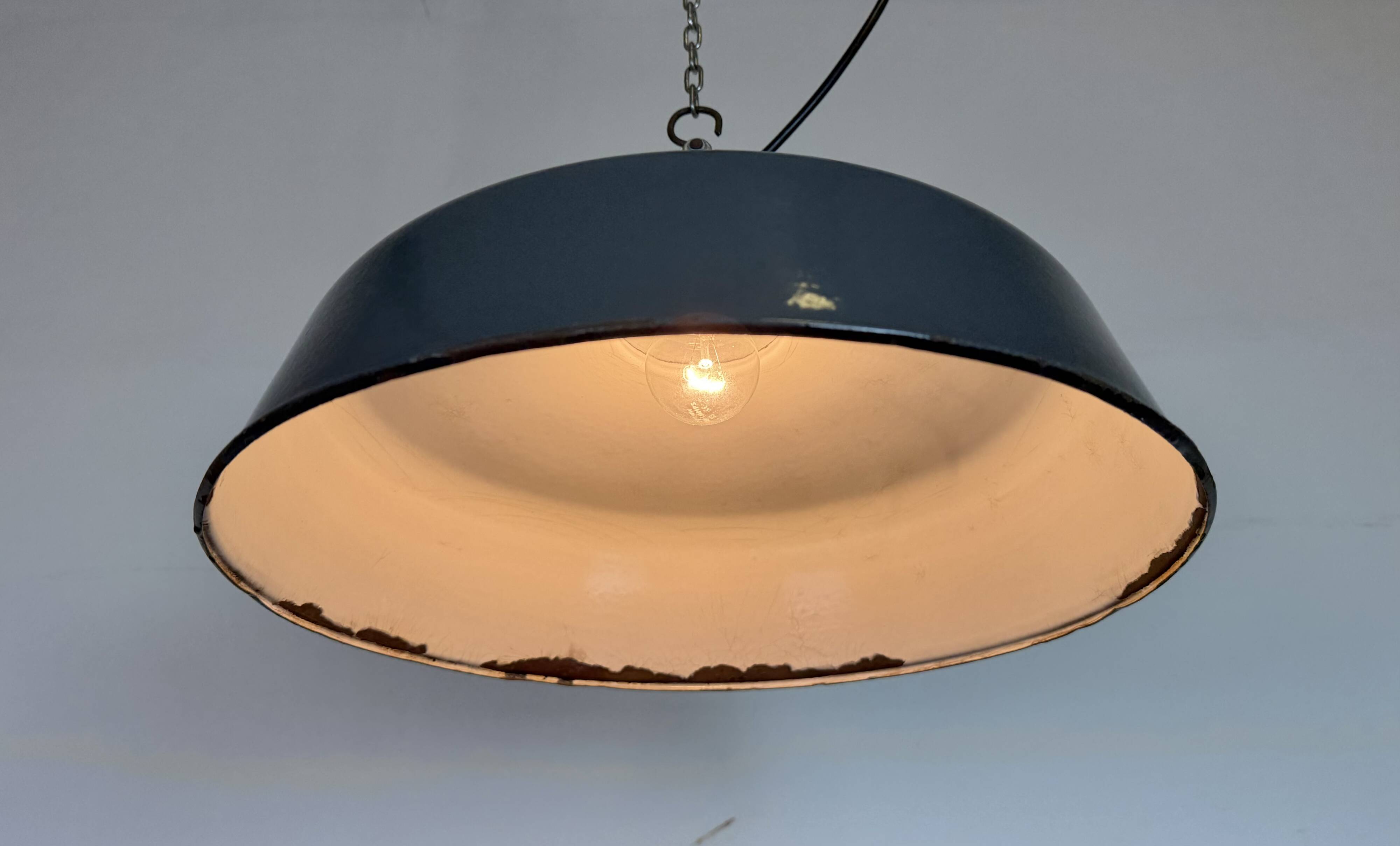 Industrial Grey Enamel Pendant Lamp from Siemens, 1930s