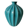 Ribbed turquoise vase