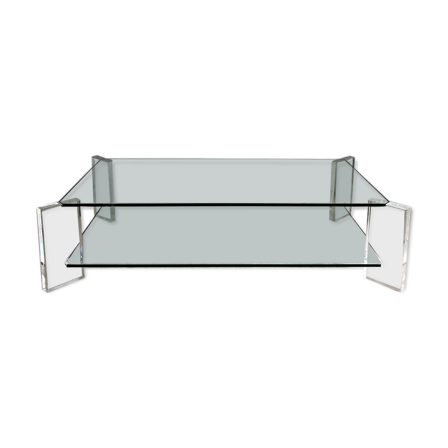 70's vintage glass and Plexiglas coffee table