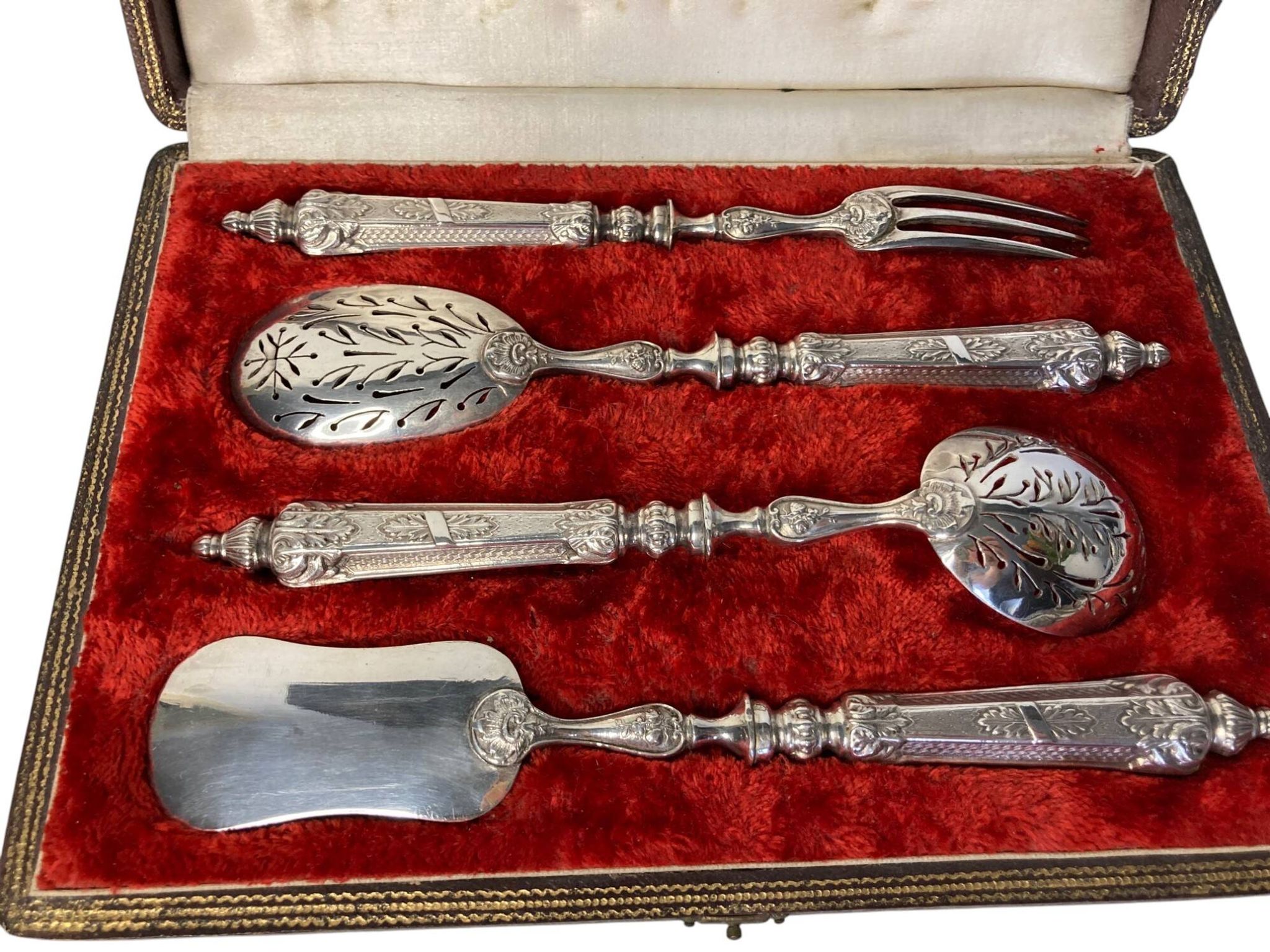 Four-piece silver-plated confectionery set, late 19th century