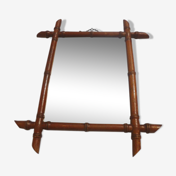 vintage bamboo-style wood mirror