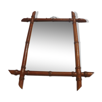 vintage bamboo-style wood mirror