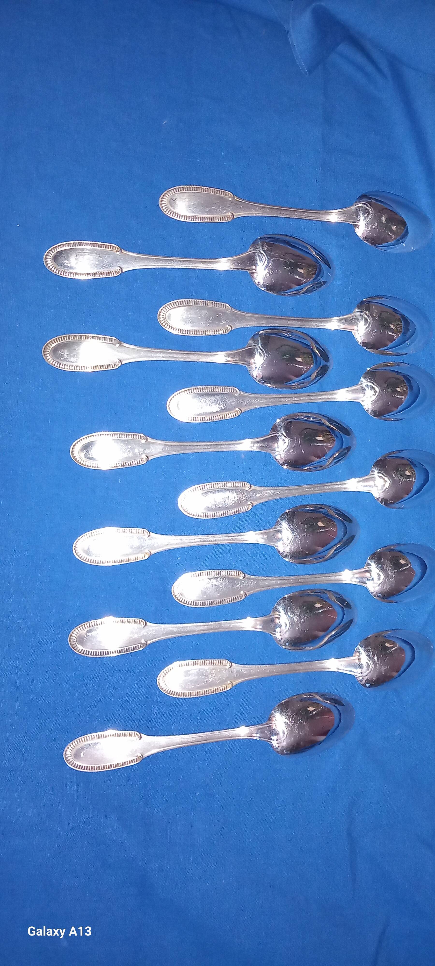 Silver-plated metal cutlery set ercuis in its gadroons model box