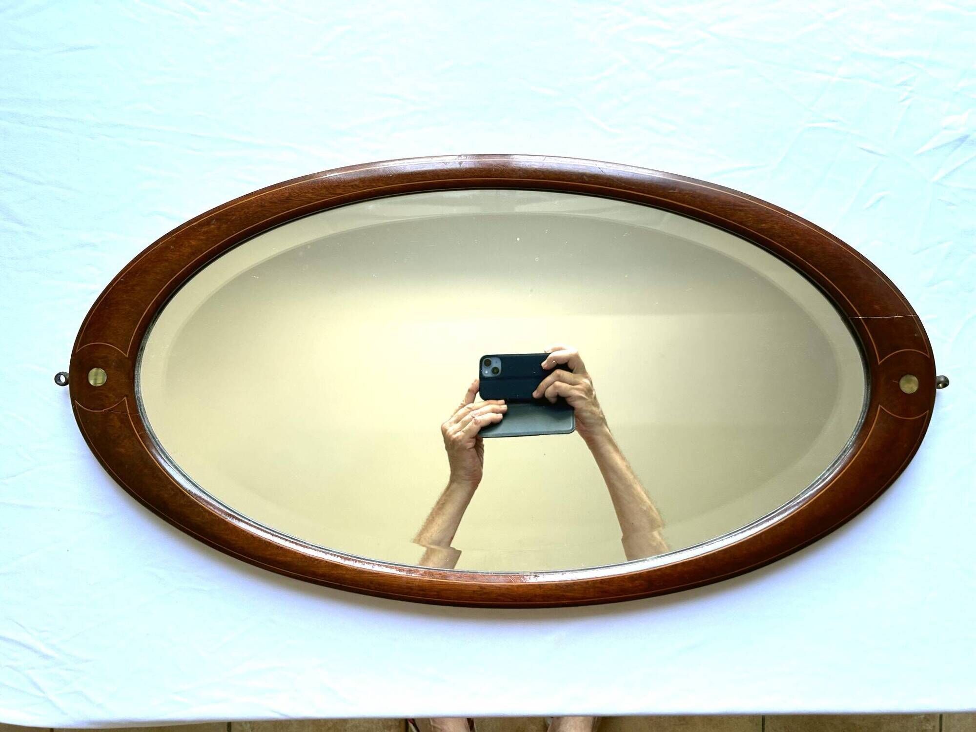 Antique boat mirror in mahogany