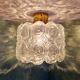 Brass and textured transparent glass ceiling light, Limburg, 1970