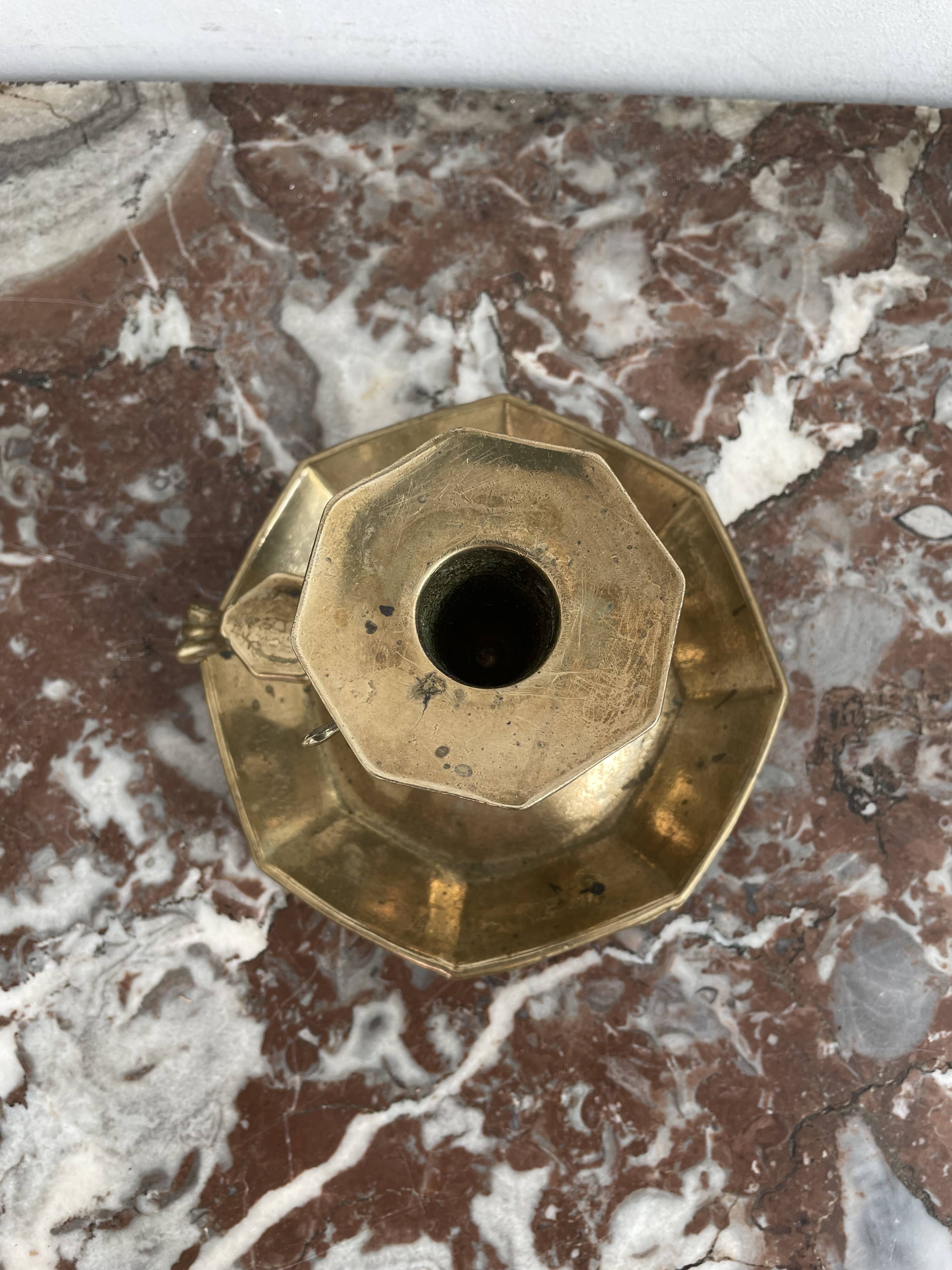 Vintage, hand candle holder, cellar rat, brass, gold, gold, handle, 50s, decoration, shabby chic