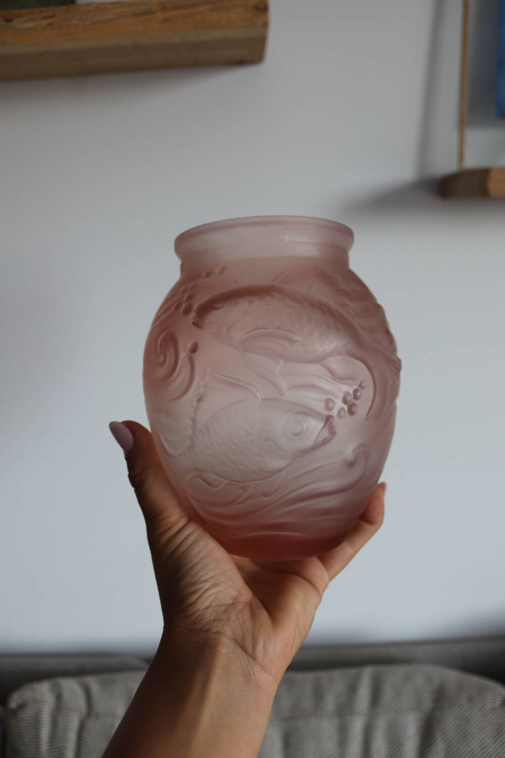 Art Deco vase by Souchon Neuvesel with a fish design.