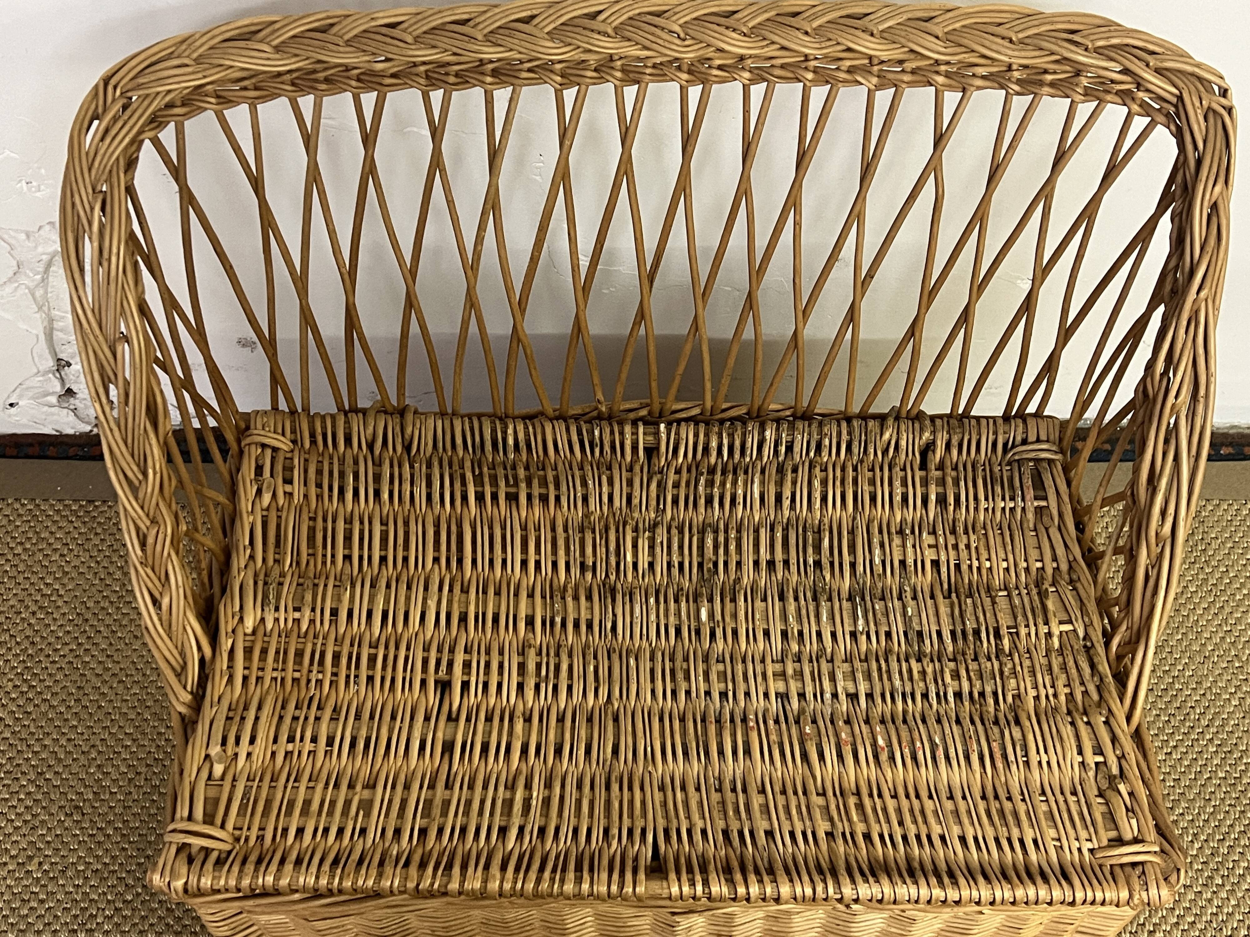 Banquette coffre en rotin vintage