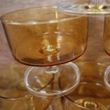 Lot of 6 Luminarc 70's amber champagne glasses