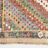 4x8 Green & Beige Vintage Kilim Rug, 133x253Cm