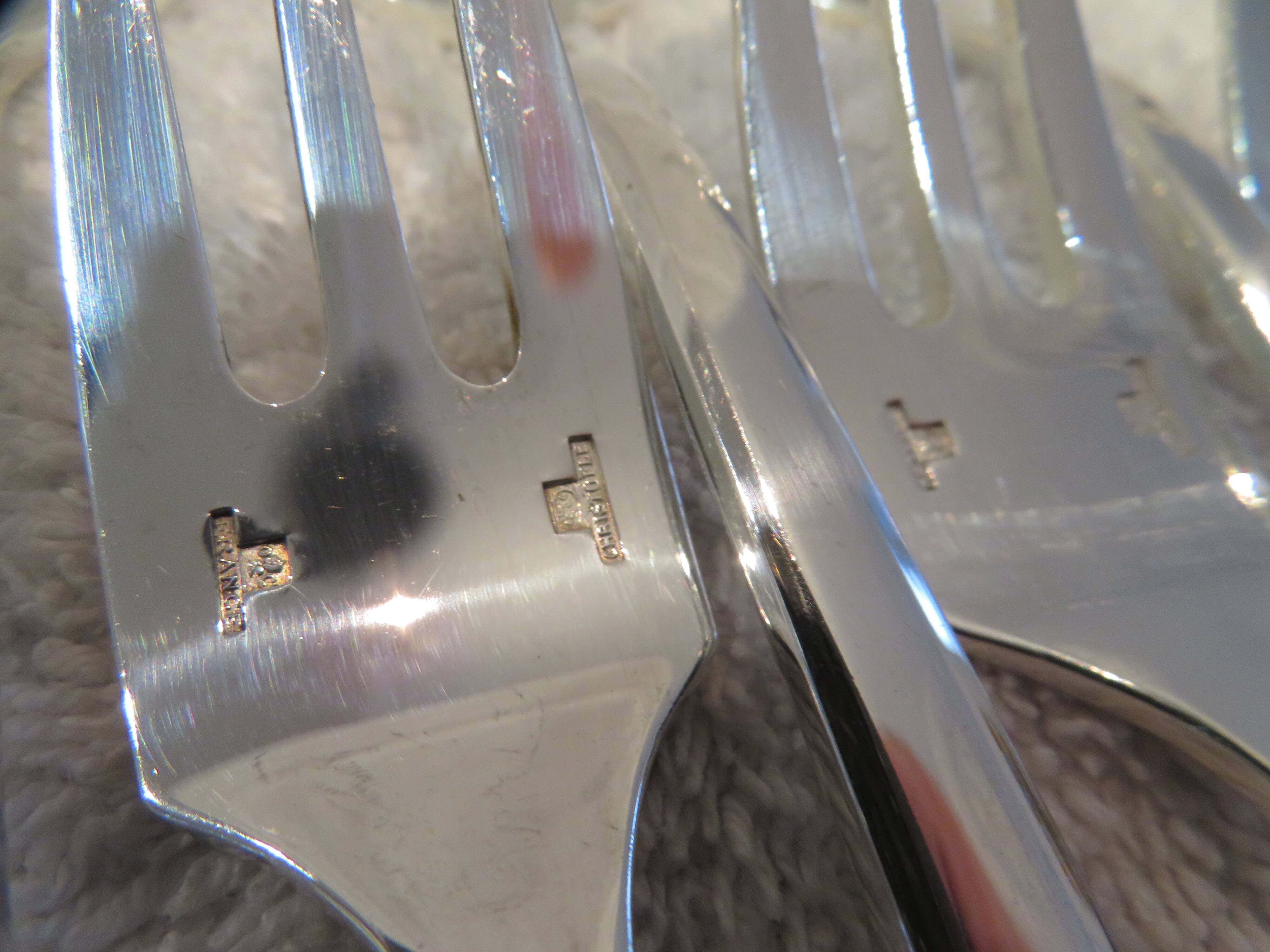 12 silver plated cake forks, Christofle Concorde, 15.8 cm