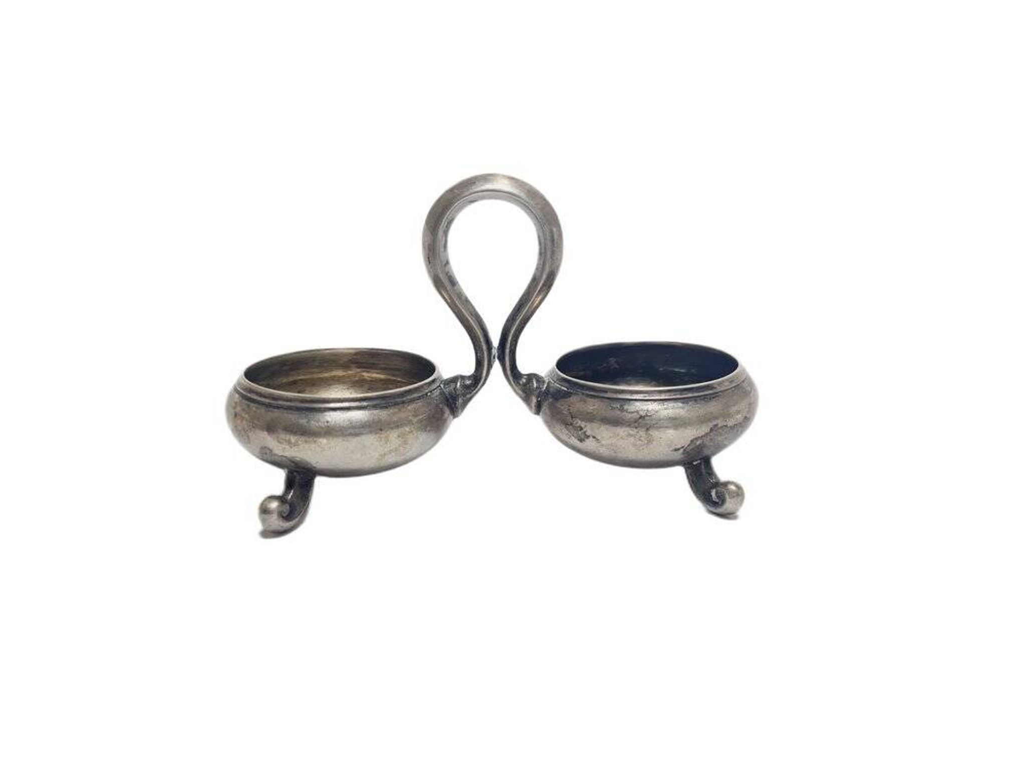 Eclectic silver salt and pepper holder, Germany, 1890s