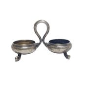 Eclectic silver salt and pepper holder, Germany, 1890s