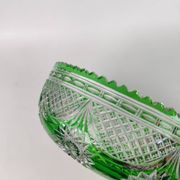 Saladier en cristal vert, première partie du XX ème siècle