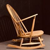 Rocking chair mid-century in light elm by Lucian Ercolani for Ercol