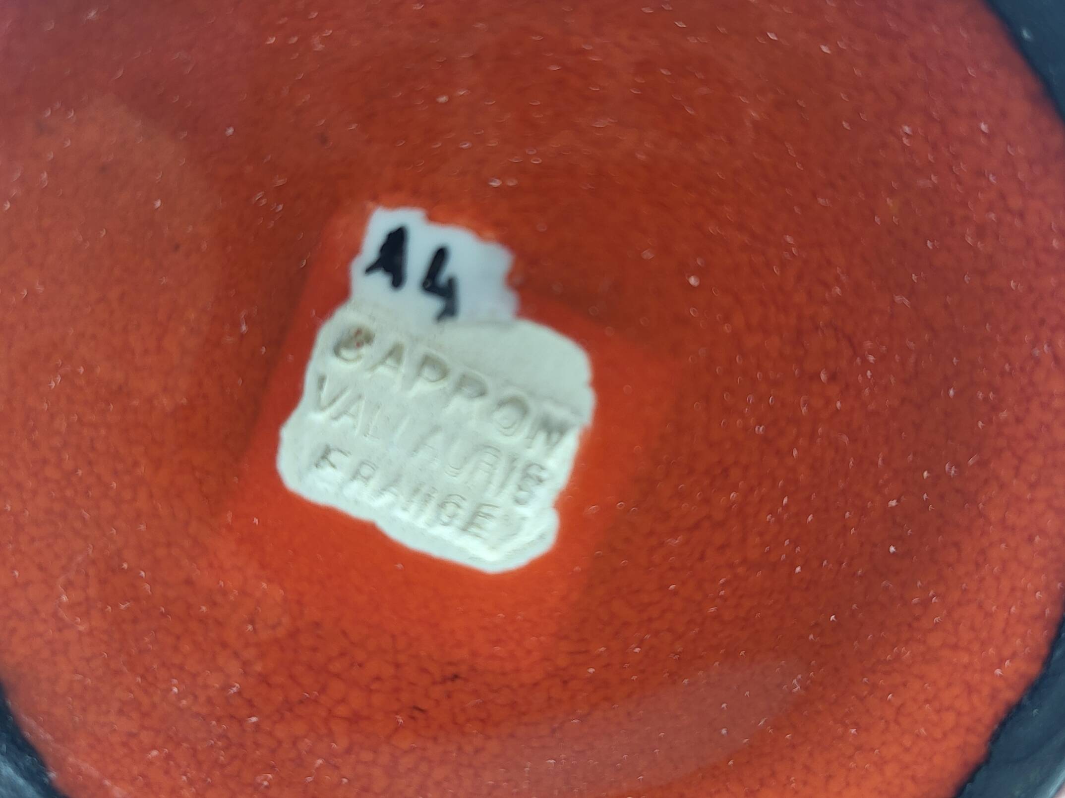 Vase handle Roger Capron in red ceramic, Vallauris, France 1950