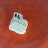 Vase handle Roger Capron in red ceramic, Vallauris, France 1950