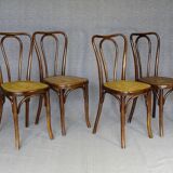 4 Thonet Mundus N°A 48 caned bistro chairs 1930