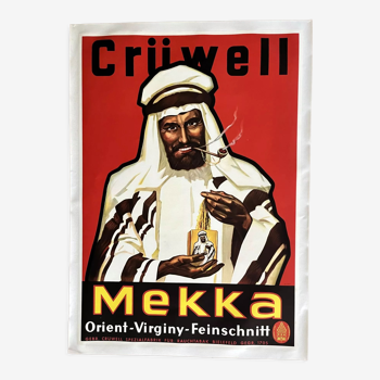 Vintage affiche publicitaire entoilée Mekka Crüwell XXème