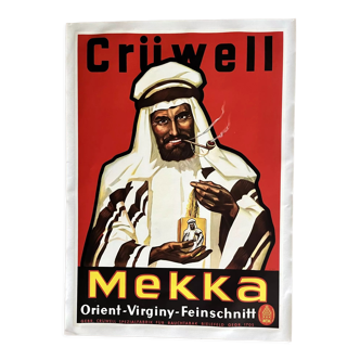 Vintage affiche publicitaire entoilée Mekka Crüwell XXème