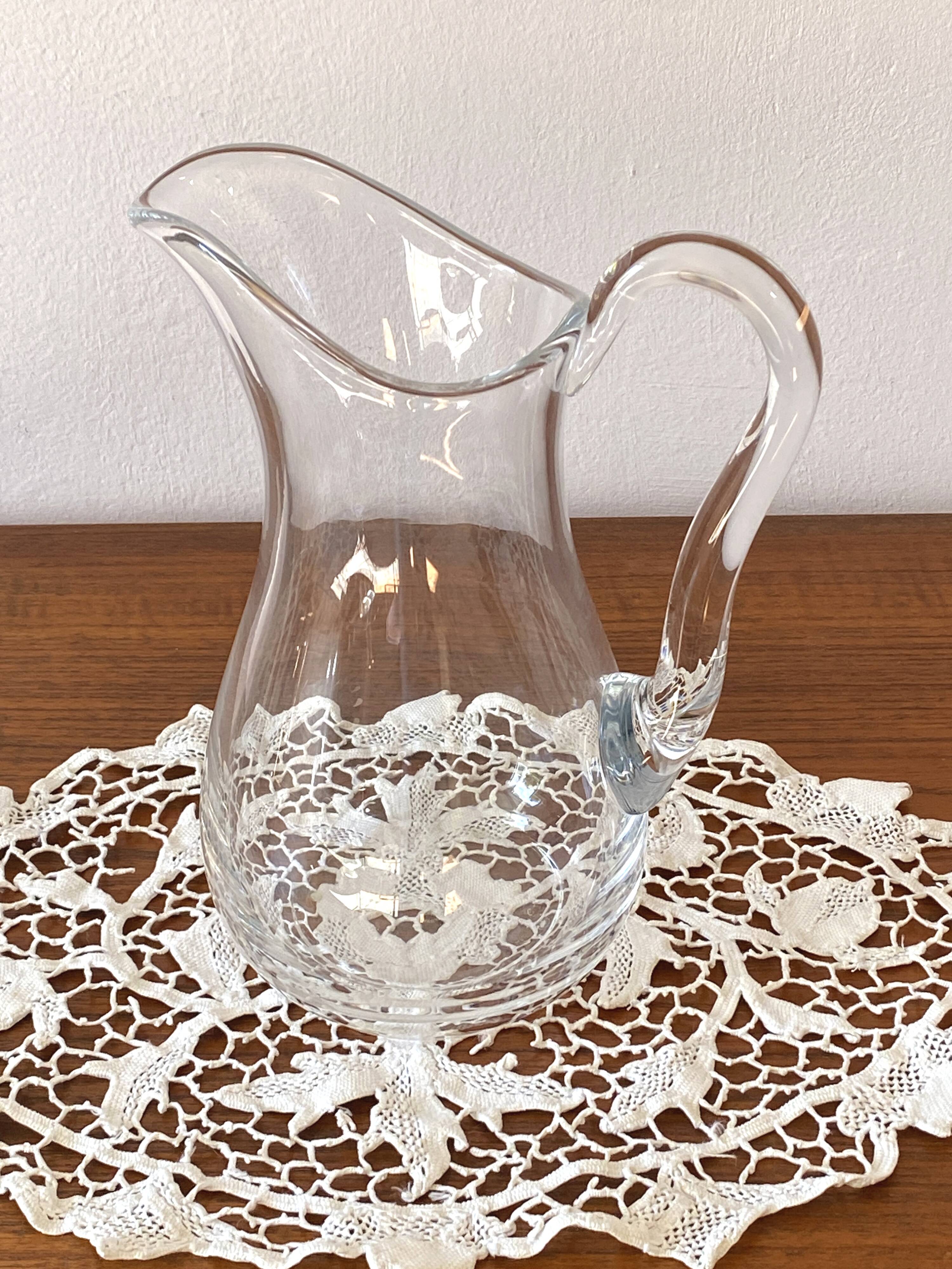 Large Vintage Sèvres Crystal Water Jug / Pitcher / Carafe Signed