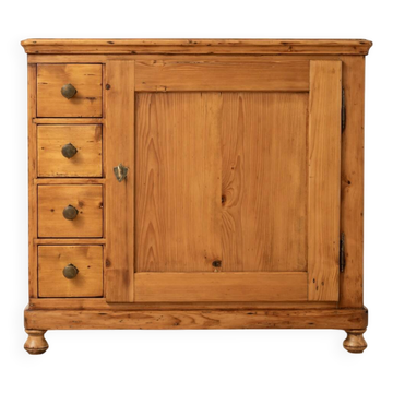 Antique Pine Biedermeier Cabinet with Four Drawers