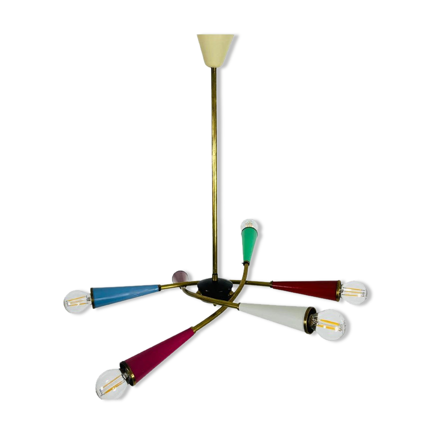 Arredoluce Sputnik brass chandelier 1950s