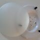 Ceiling lamp wall lamp, shape "galette" frosted glass, white lacquered metal base diameter 30cm