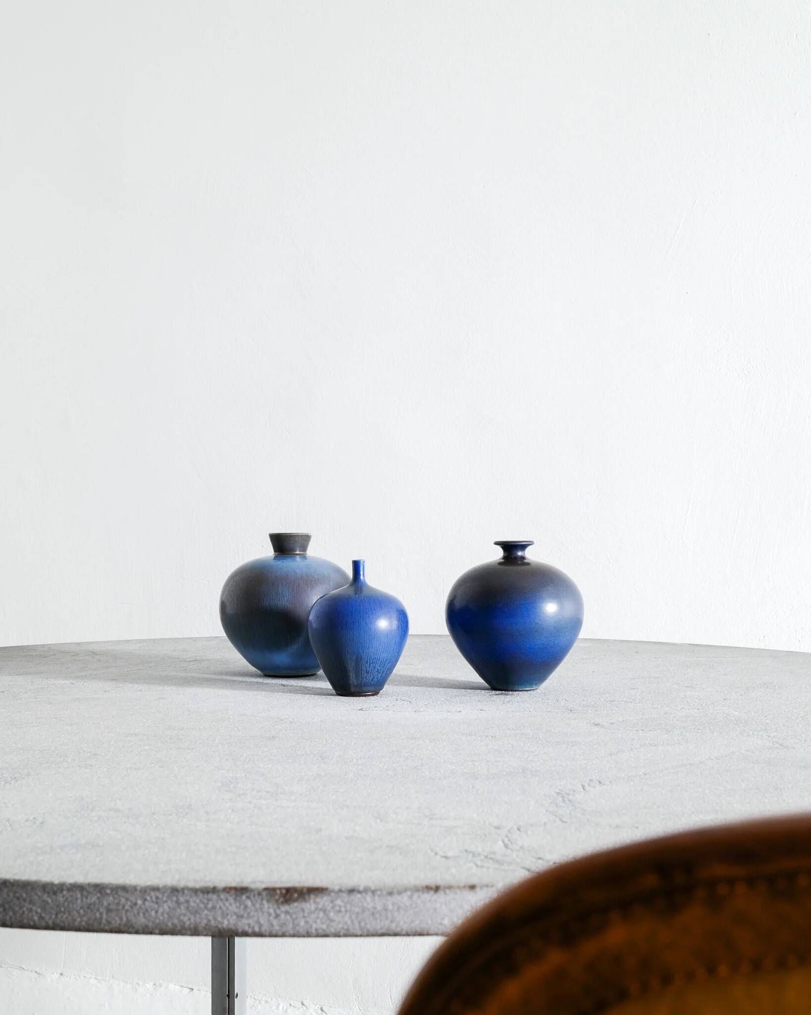 Set of Three Swedish Mid Century Ceramic Vases by Berndt Friberg, 1970s