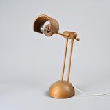 Turned wooden desk lamp, Swiss craftsmanship, circa 1970.
