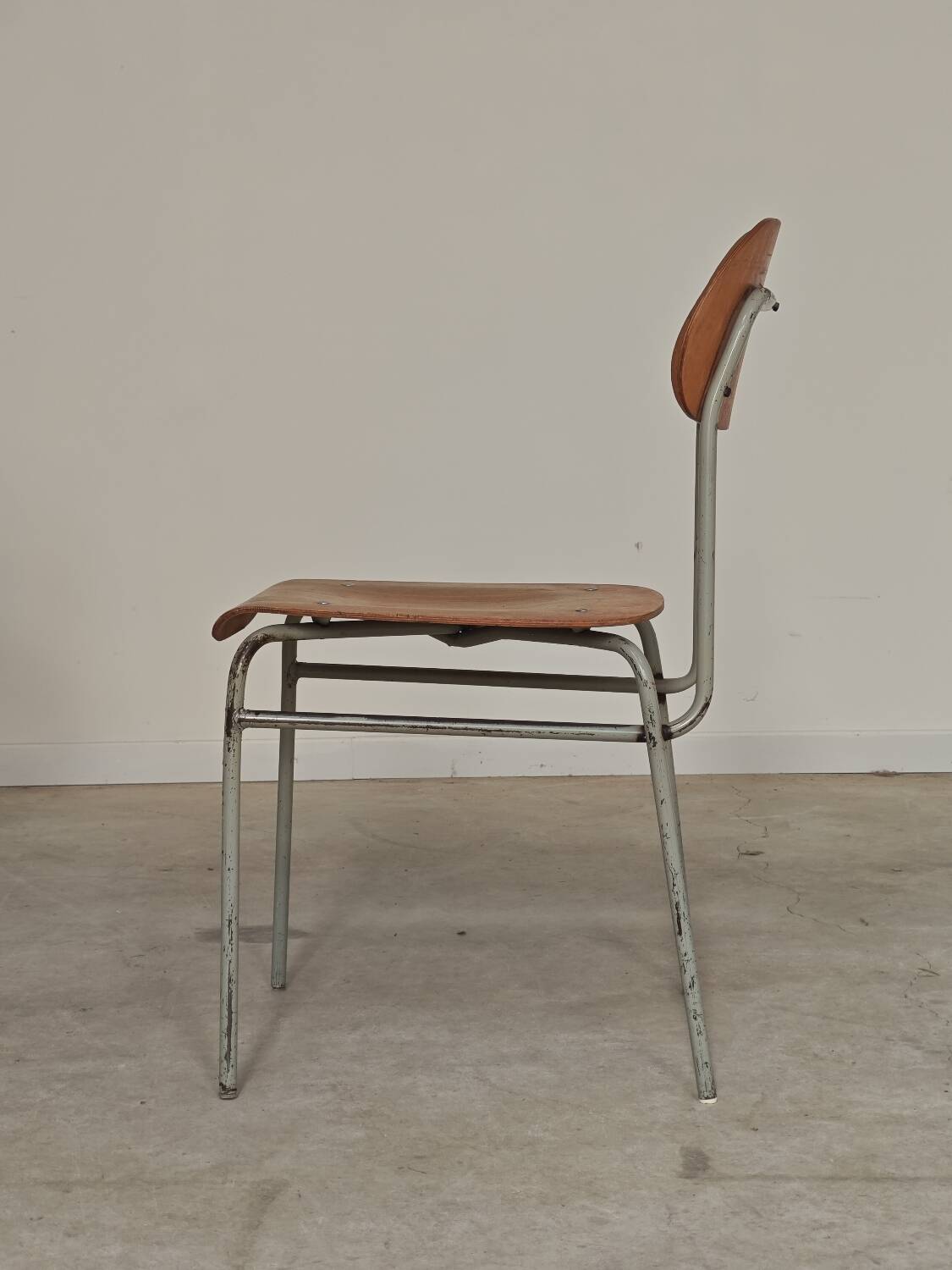 Set of 8 metal and wood school chairs  
Former Czechoslovakia 1960