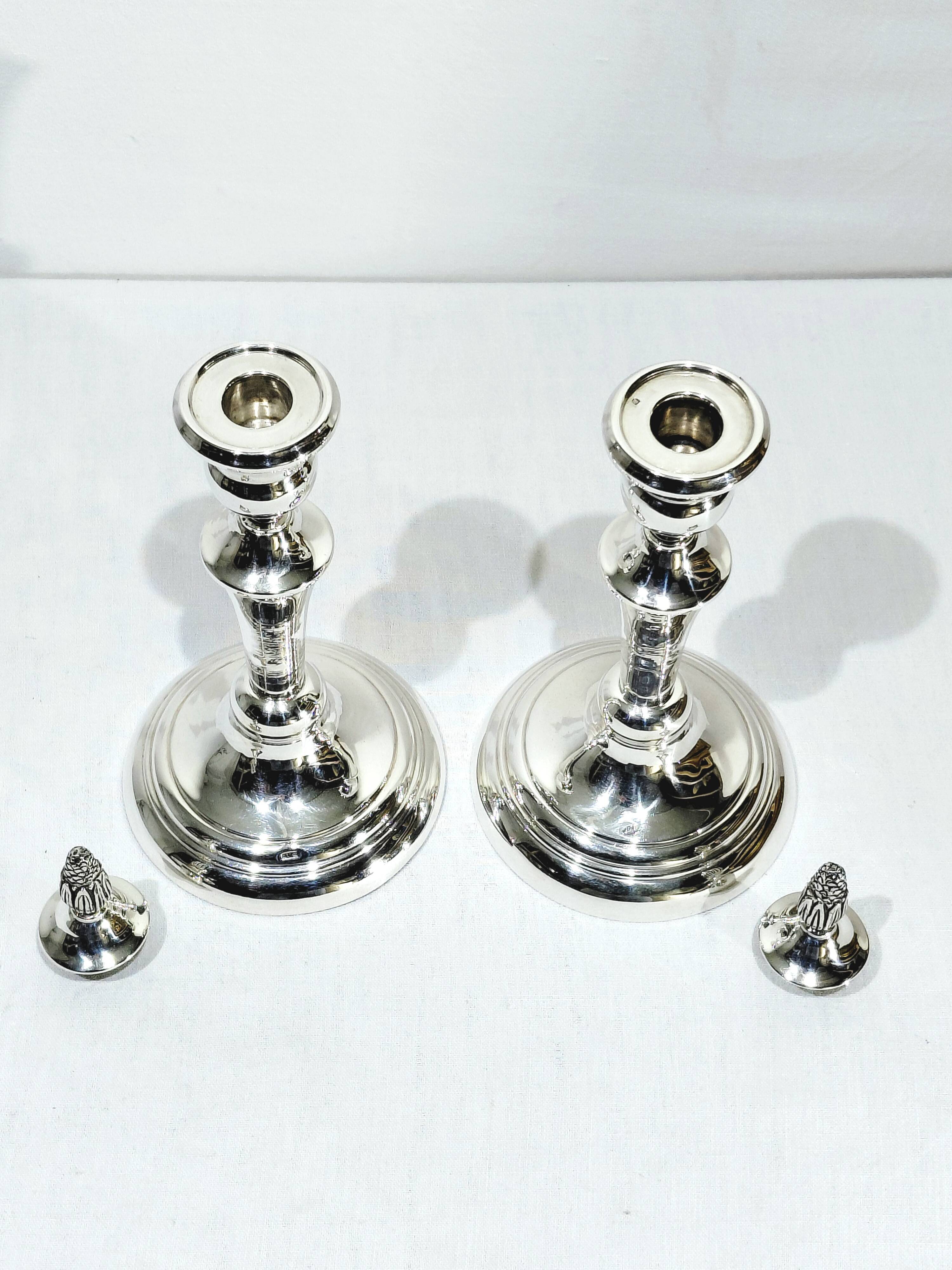Pair of Silver Candle Holders Egypt