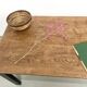 Solid oak dining table from the 70s with metal legs