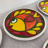 Service assiettes en céramique italienne signé Desimone Italy decor poisson années 60 vintage