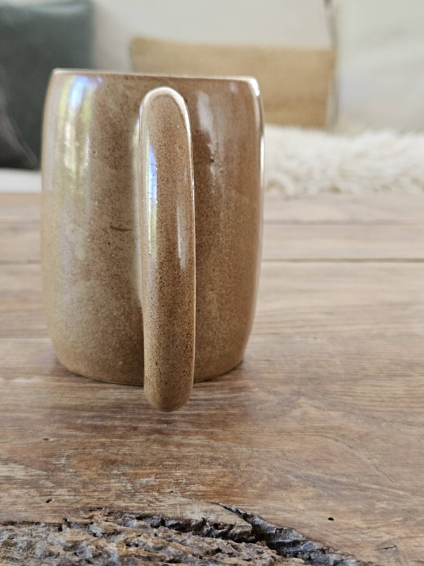 Lot de 3 mugs vintage en grès "Grand Feu" d'Arts-Céram beige brun ocre