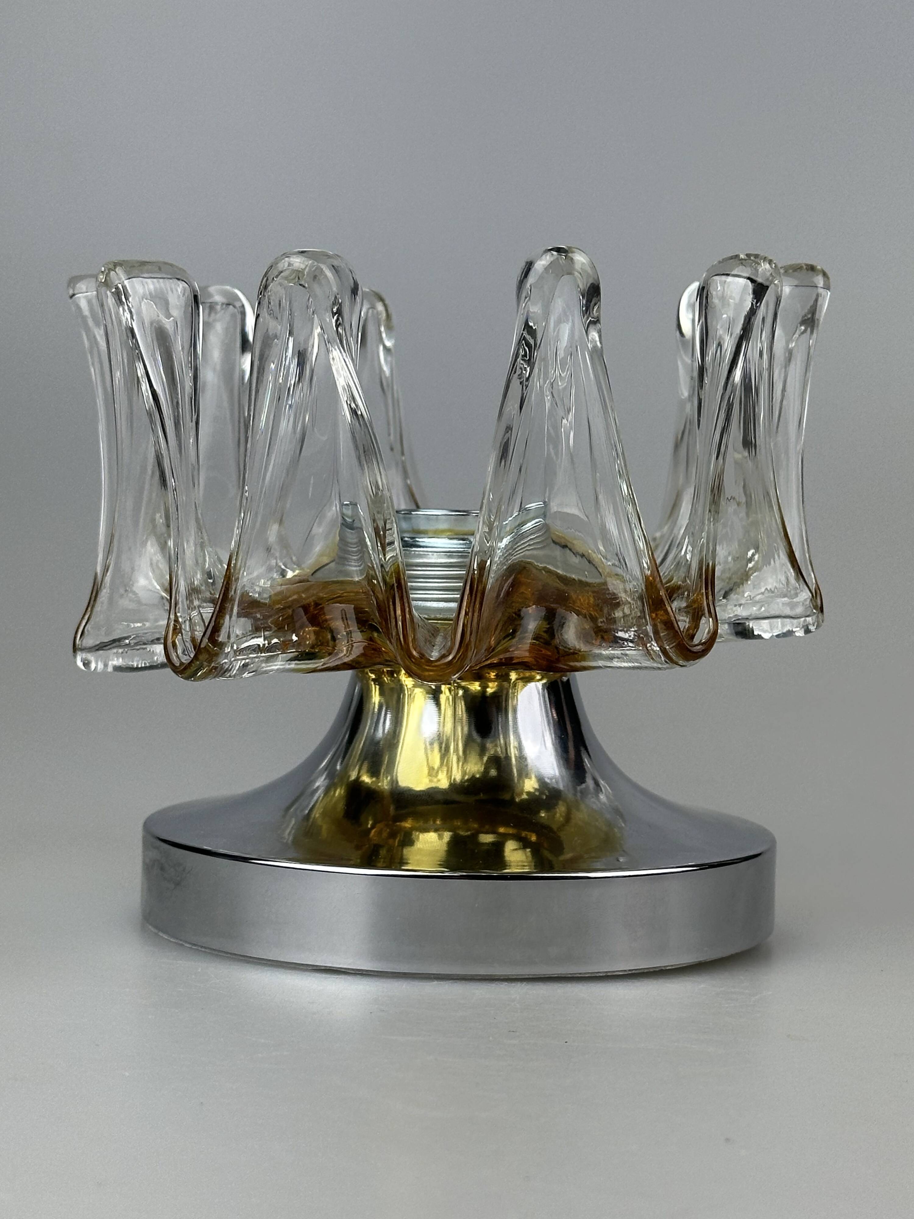 60s 70s wall lamp Wall Sconce made of metal & Murano glass Space Age design