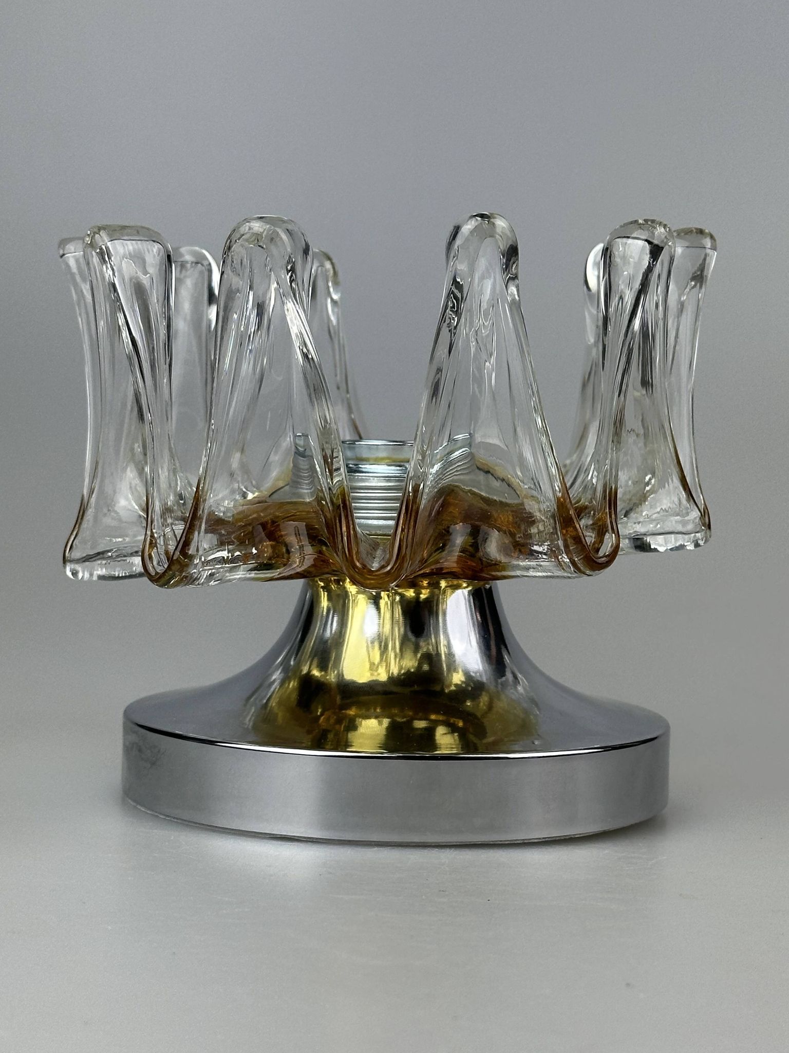 60s 70s wall lamp Wall Sconce made of metal & Murano glass Space Age design