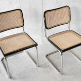 Pair of chairs cesca B32 black by Marcel Breuer
