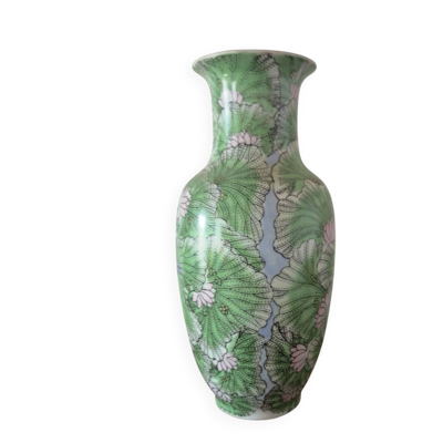 Grand vase en porcelaine / céramique décorative - motifs floraux