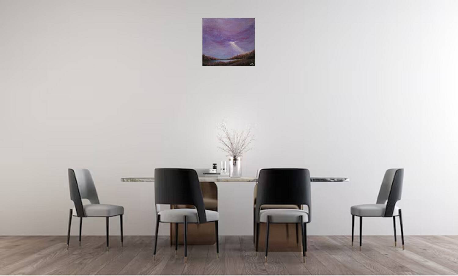 Semi-abstract table inspired by naturalism, signed with its certificate.