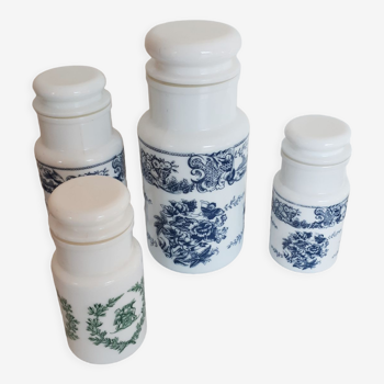 Apothecary pots in white opaline