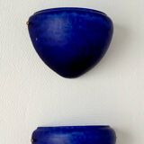Sconces, signed, in satin blue glass paste from the 1930s