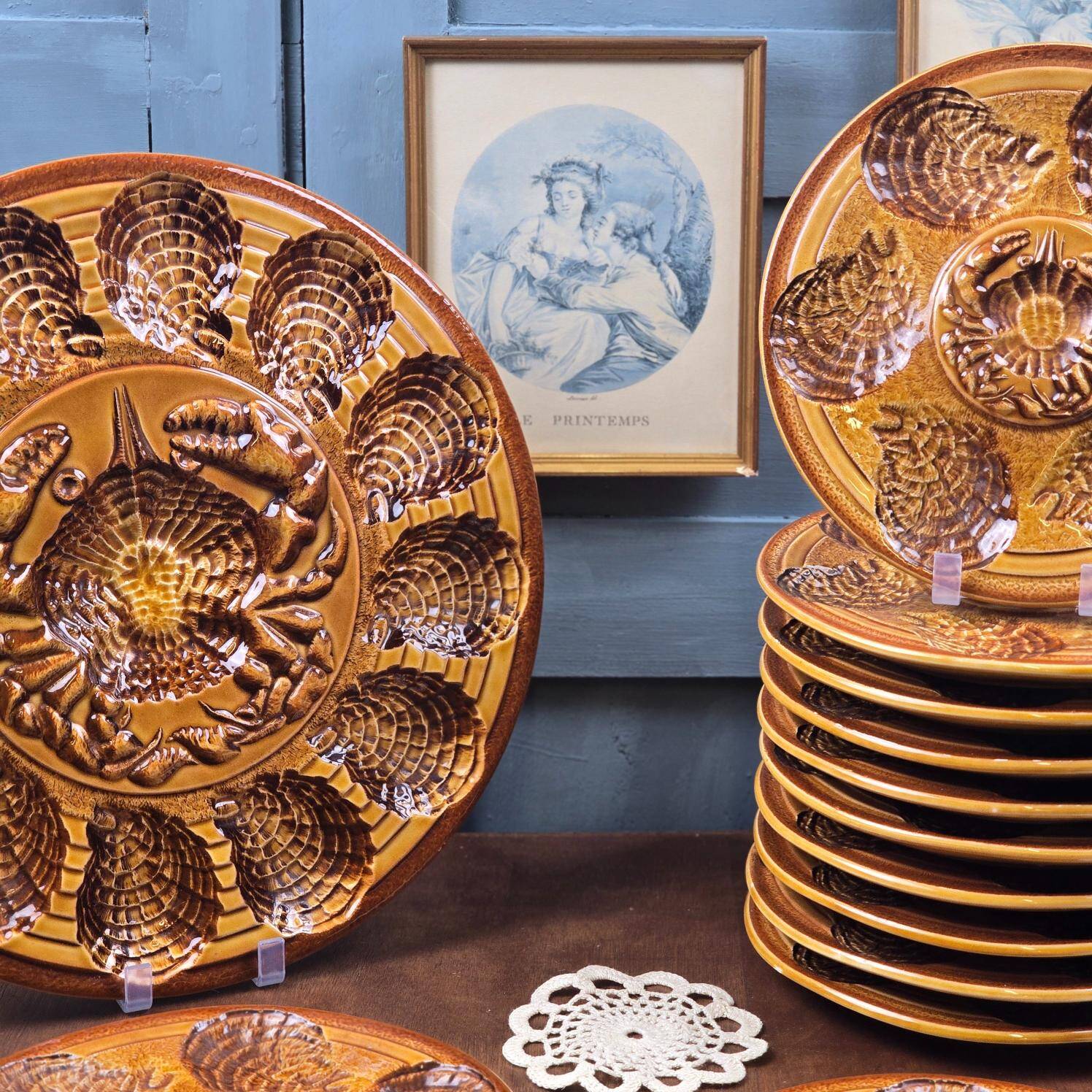 Oyster service Atelier du Revernay France – Vintage Barbotine