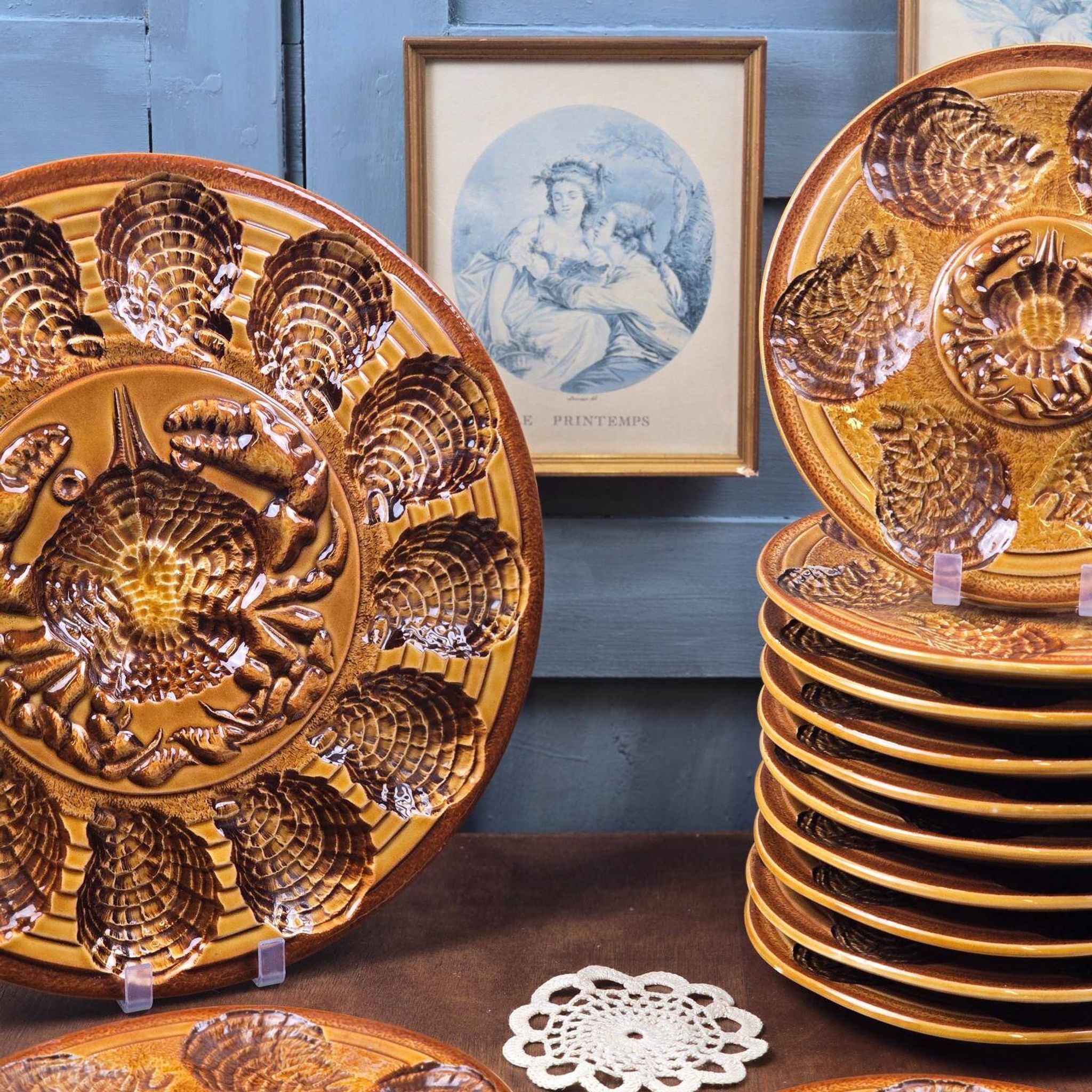 Oyster service Atelier du Revernay France – Vintage Barbotine