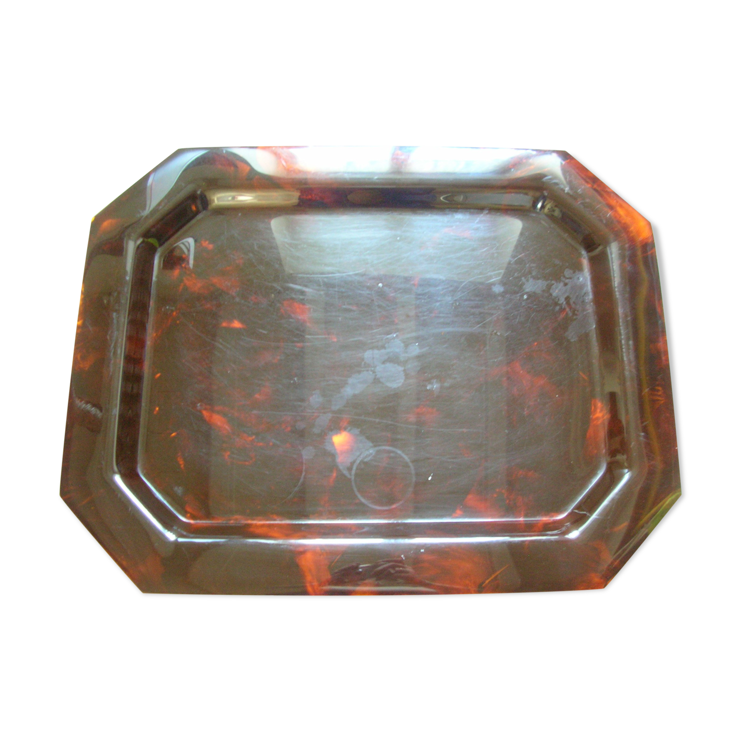 Old tray 1970s in lucite way tortoiseshell deco living room