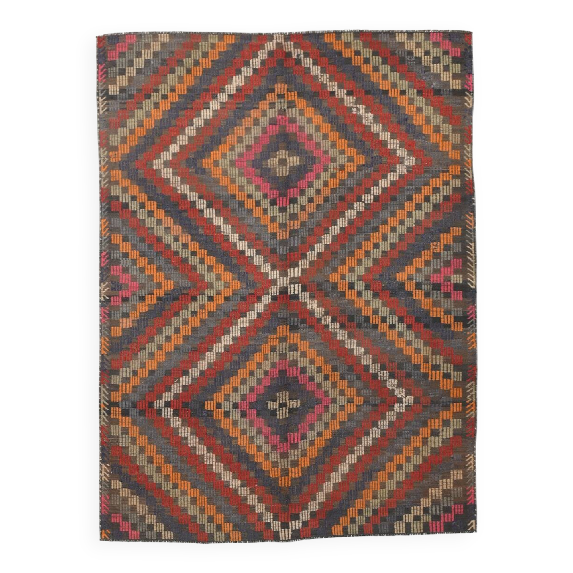 5x7 Red & Brown Tribal Vintage Kilim Rug, 171x251Cm