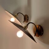 Pair of enameled sheet metal wall lights